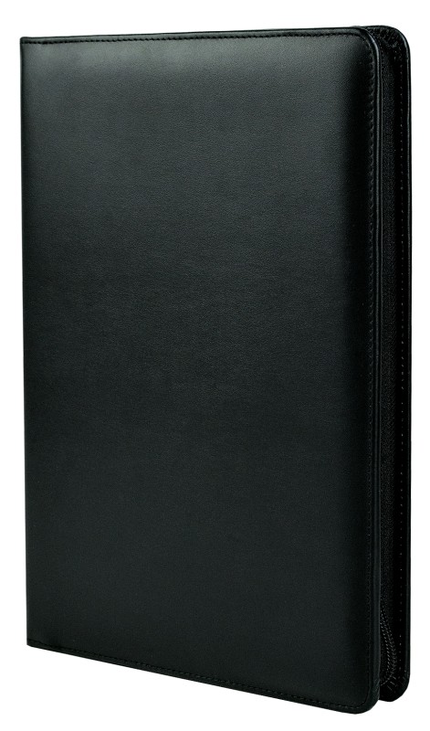 RV-Schreibmappe DIN A4 mit iPad Fach PREMIUM LEDER BOXCALF schwarz (glatt)